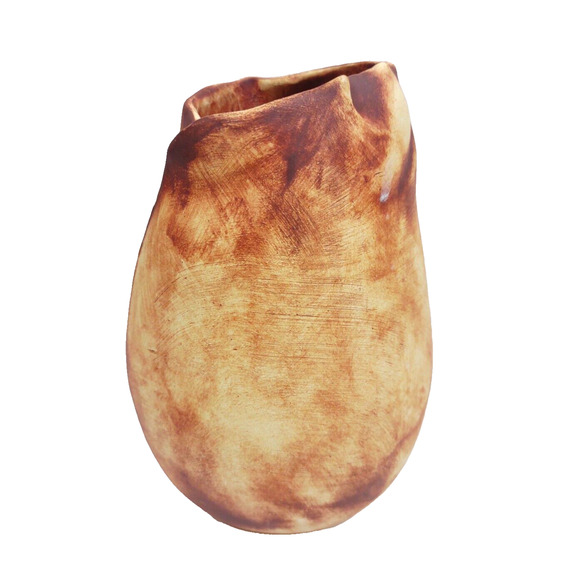 Studio Pottery Pit Fired Vase Free Form Vessel Artist Created Signed Unique - Picture 5 of 12